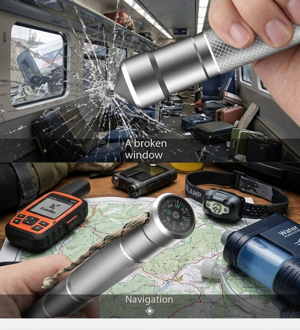 Outdoor Emergency Survival Rod, Lightweight Aluminum Multi-Tool for Camping