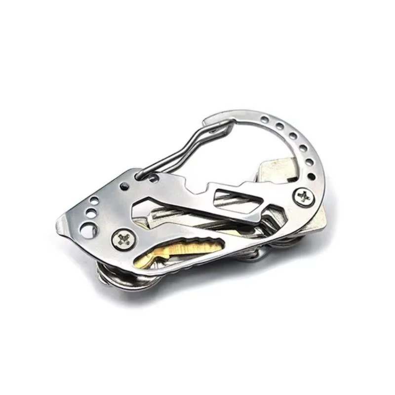 Stainless Multi Tool EDC Pocket Survival Carabiner Screwdriver Keychain Wrench**