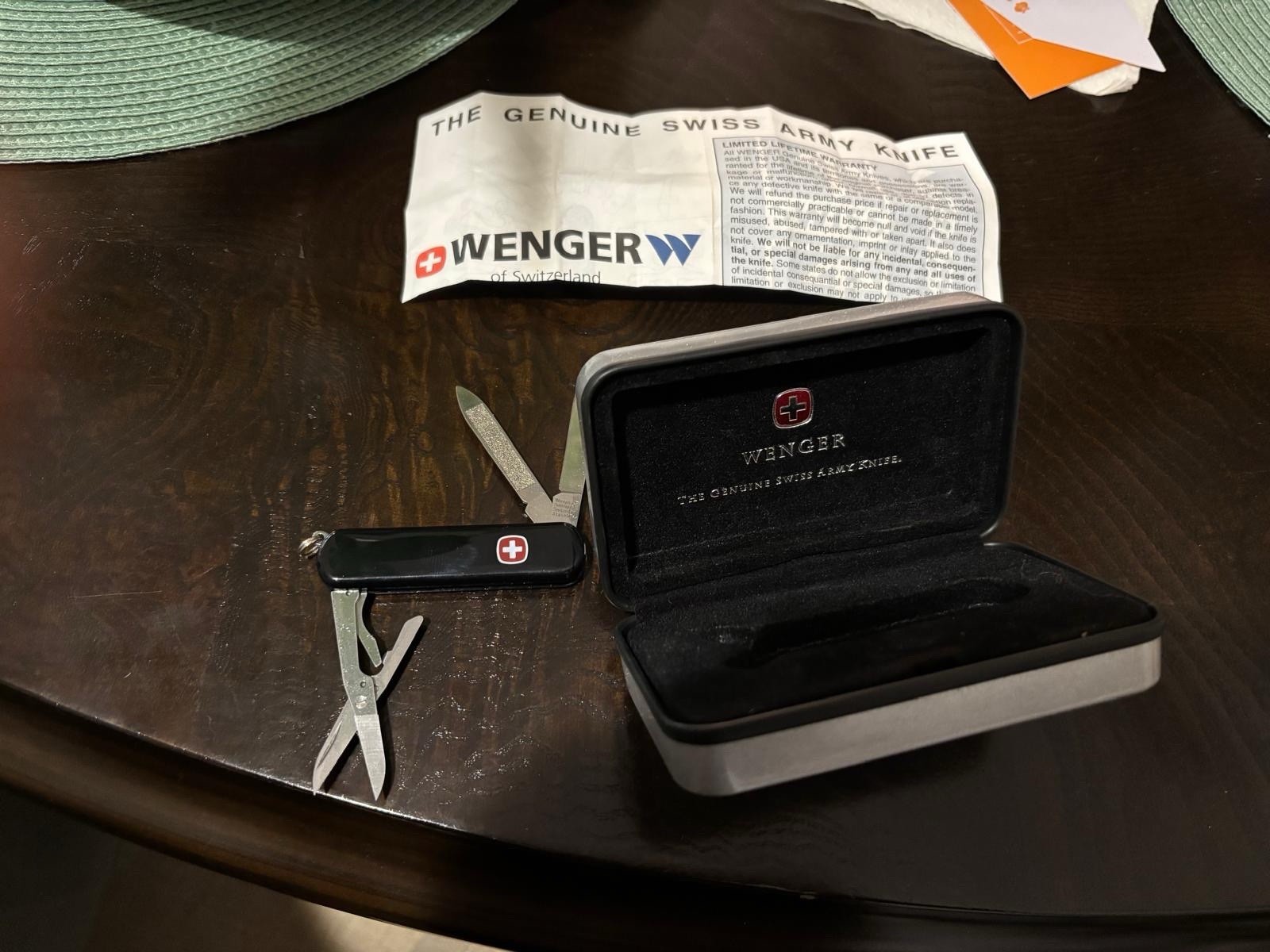 Wenger Swiss Army Knife Multi-Tool Black Straight Edge Knife Scissors File