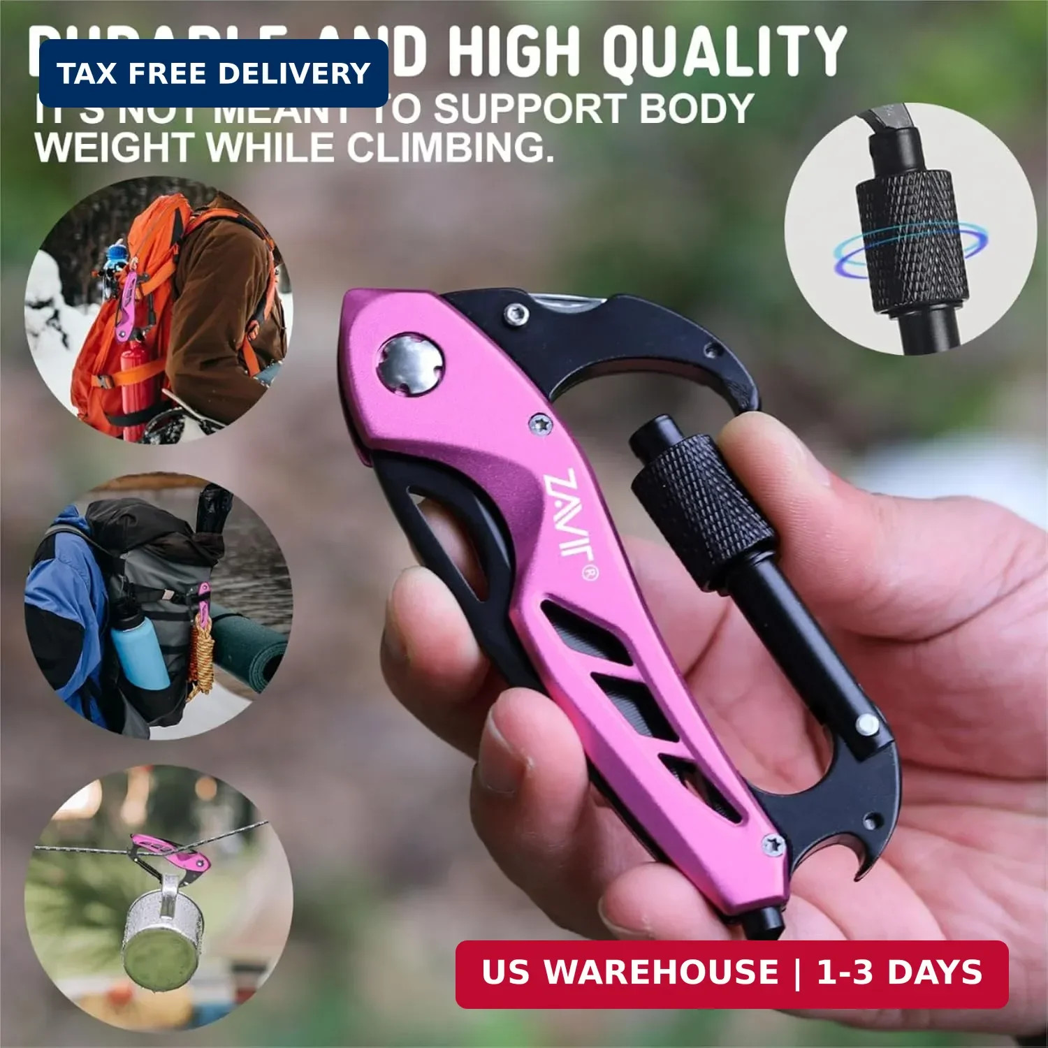 Multitool with Pocket Knife for Women, EDC Keychain Box Cutter with Window Break