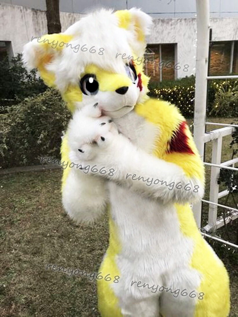 2022 Long Fur Husky Dog Fox Mascot Costume Fursuit Halloween Suit Cosplay 75#