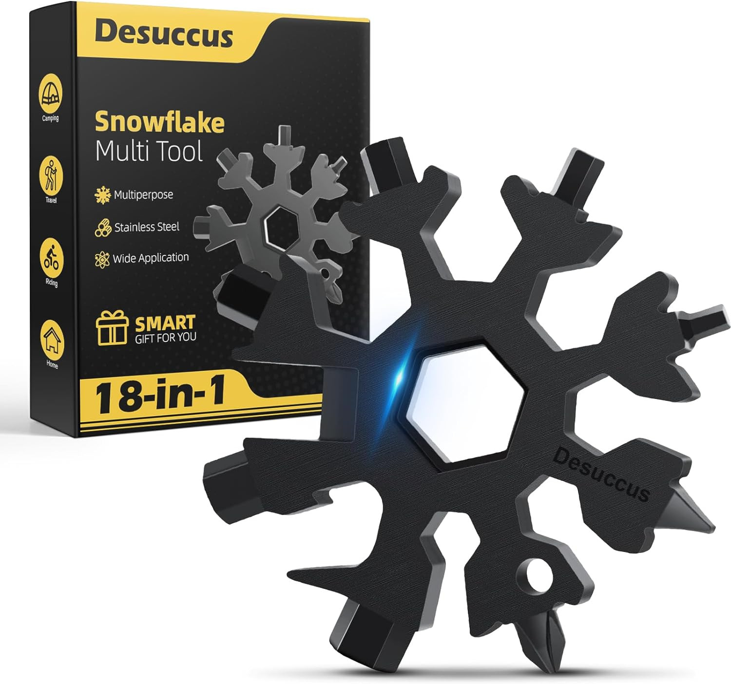 18-In-1 Snowflake Multi Tool, Stainless Steel Snowflake Bottle Opener/Flat Phill