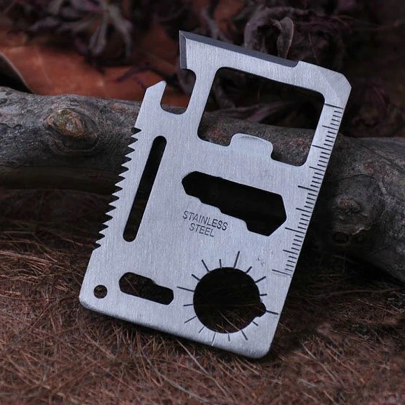 Stainless Steel Credit Card Tool 11 in 1 Multi Pocket Survival Camping Tools