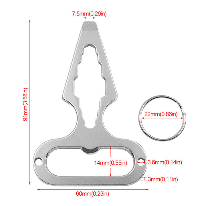 Stainless Steel Keychain Wrench For Infected Indoor/Outdoor Surfaces Durable