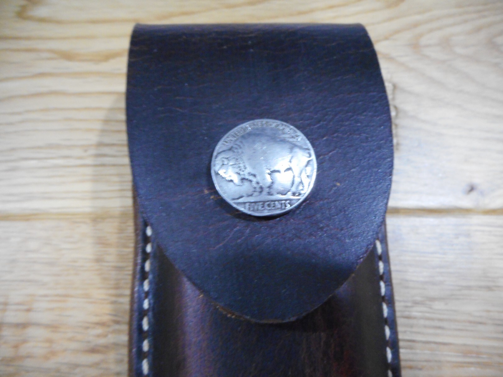 Leatherman Wave dark oil Crazy Horse leather sheath. Buffalo snap. Sheath only.