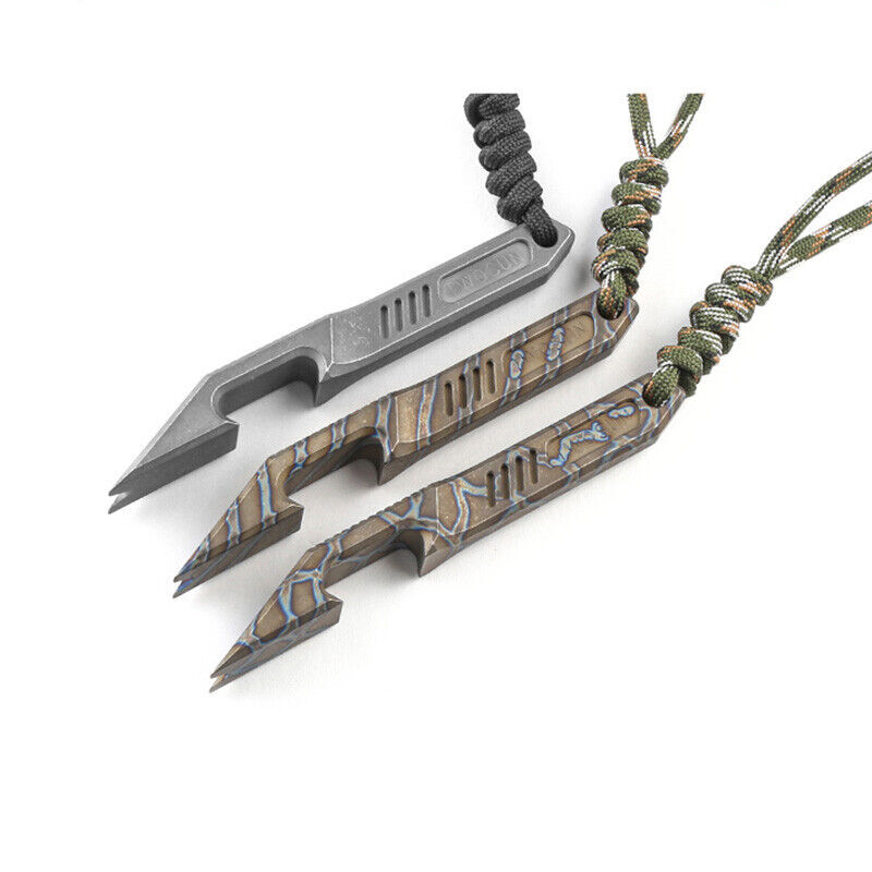 EDC Titanium Alloy Tactical Multi Tool Pry Bar Crowbar Opener W/ Umbrella Rope