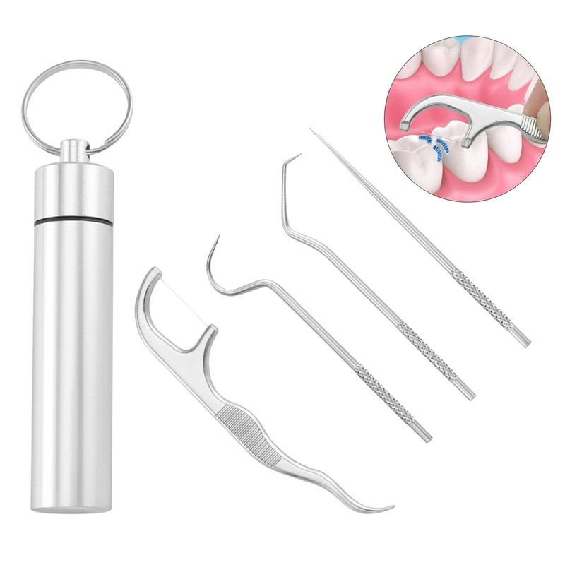 Portable Titanium Toothpick Bag Set Reusable Metal Toothpicks with Holders USA