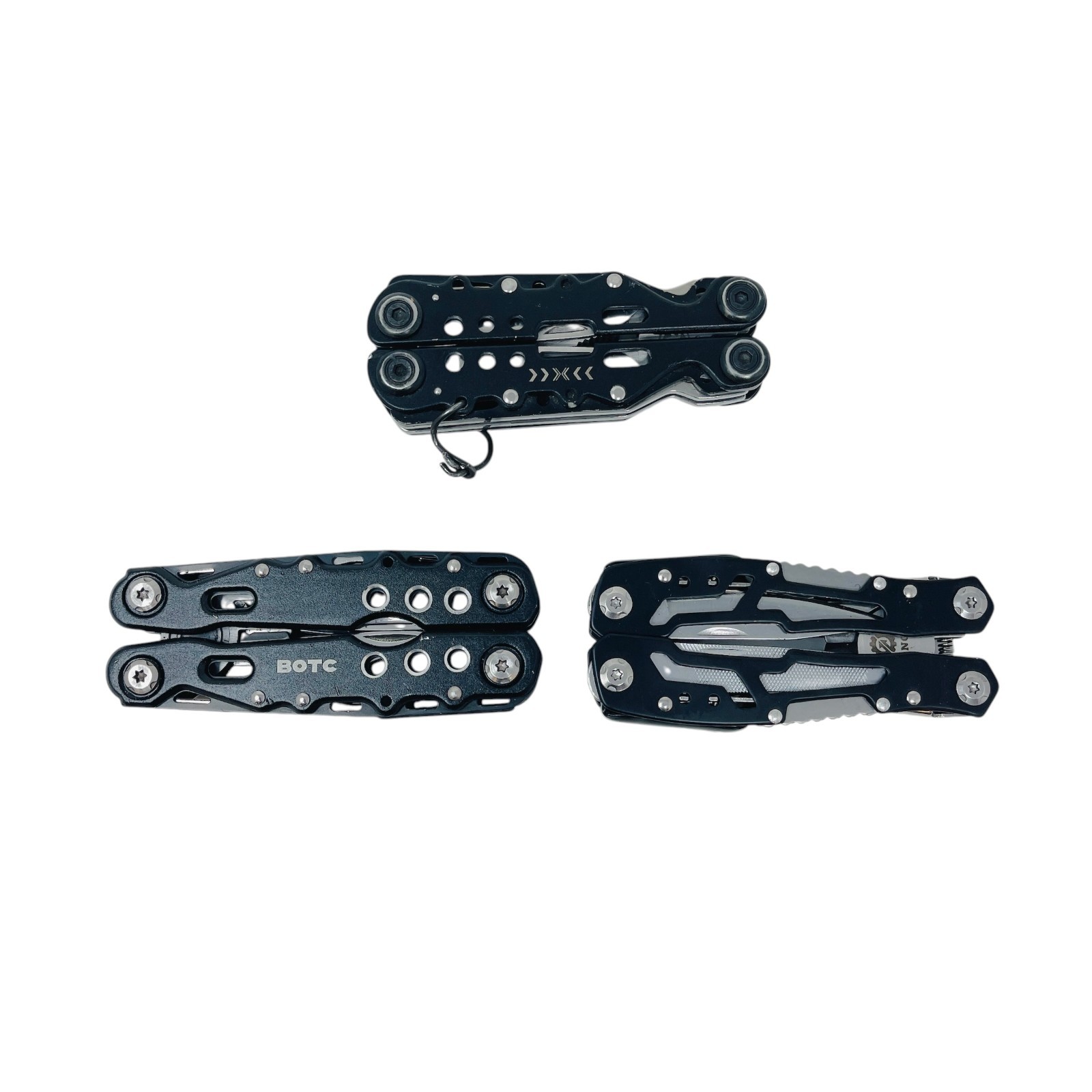 Fangfo & BOTC Unbranded Multi-Tool Tactical Skeleton Pliers Set Black EDC, 3 Pcs