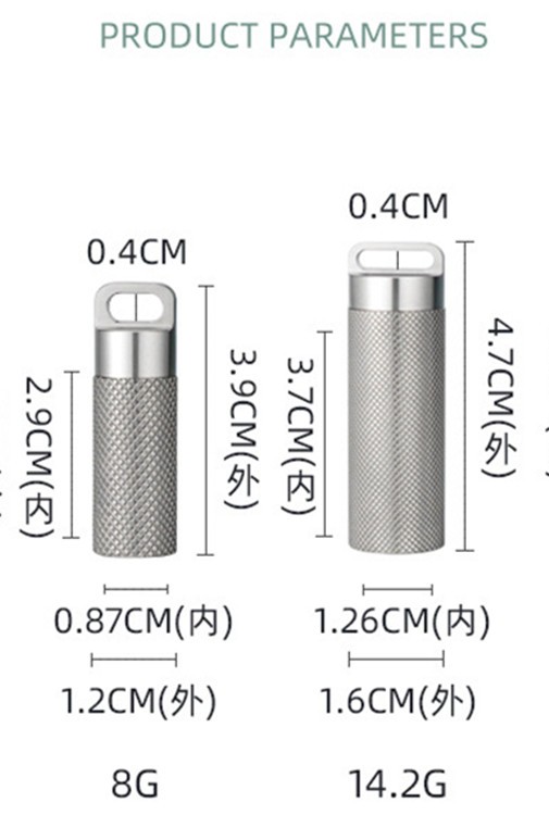 EDC Titanium Portable Waterproof Box Keychain Pendant Pill Storage Container