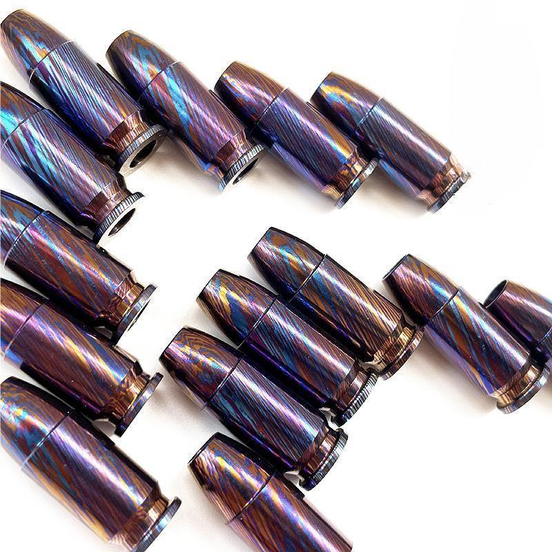 Titanium Damascus Bullet Shape Knife Lanyard Bead Paracord Pendant Bracelet DIY