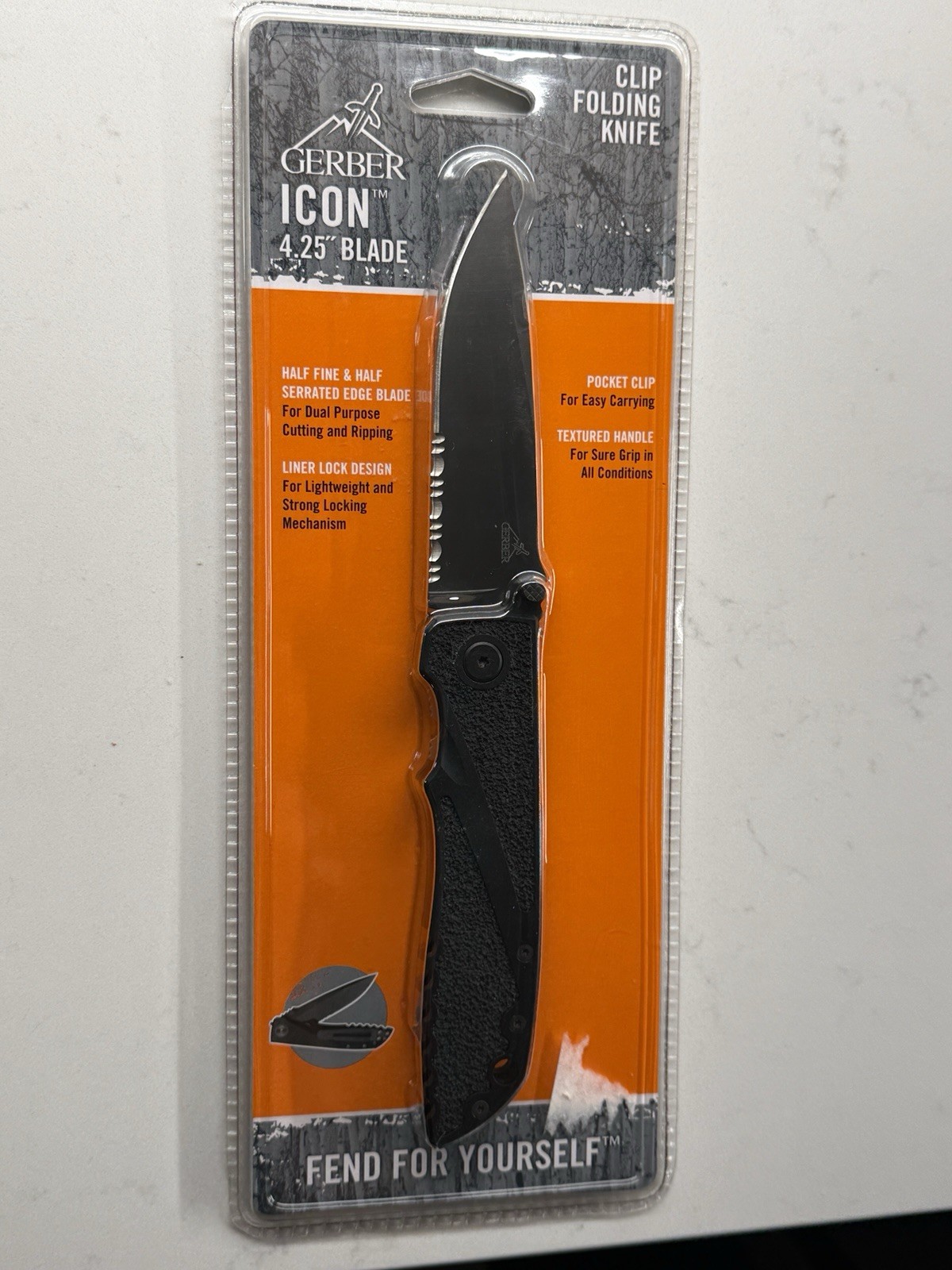 Gerber Icon Large Folding Knife Textured Aluminum Handle. Sealed and Rare
