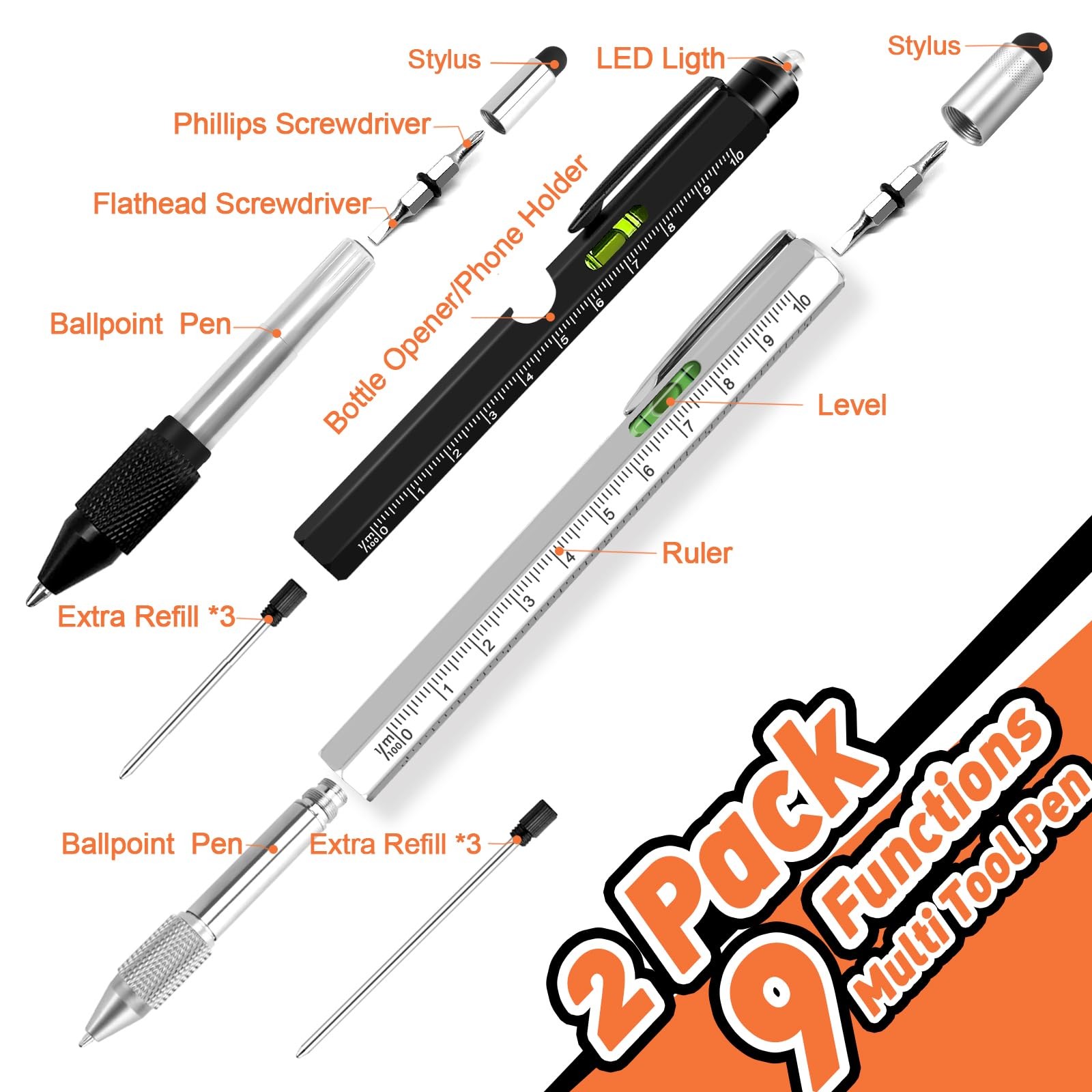 9In1 Multitool Pen Set Gadget Gift For Men Dad Husband Anniversary