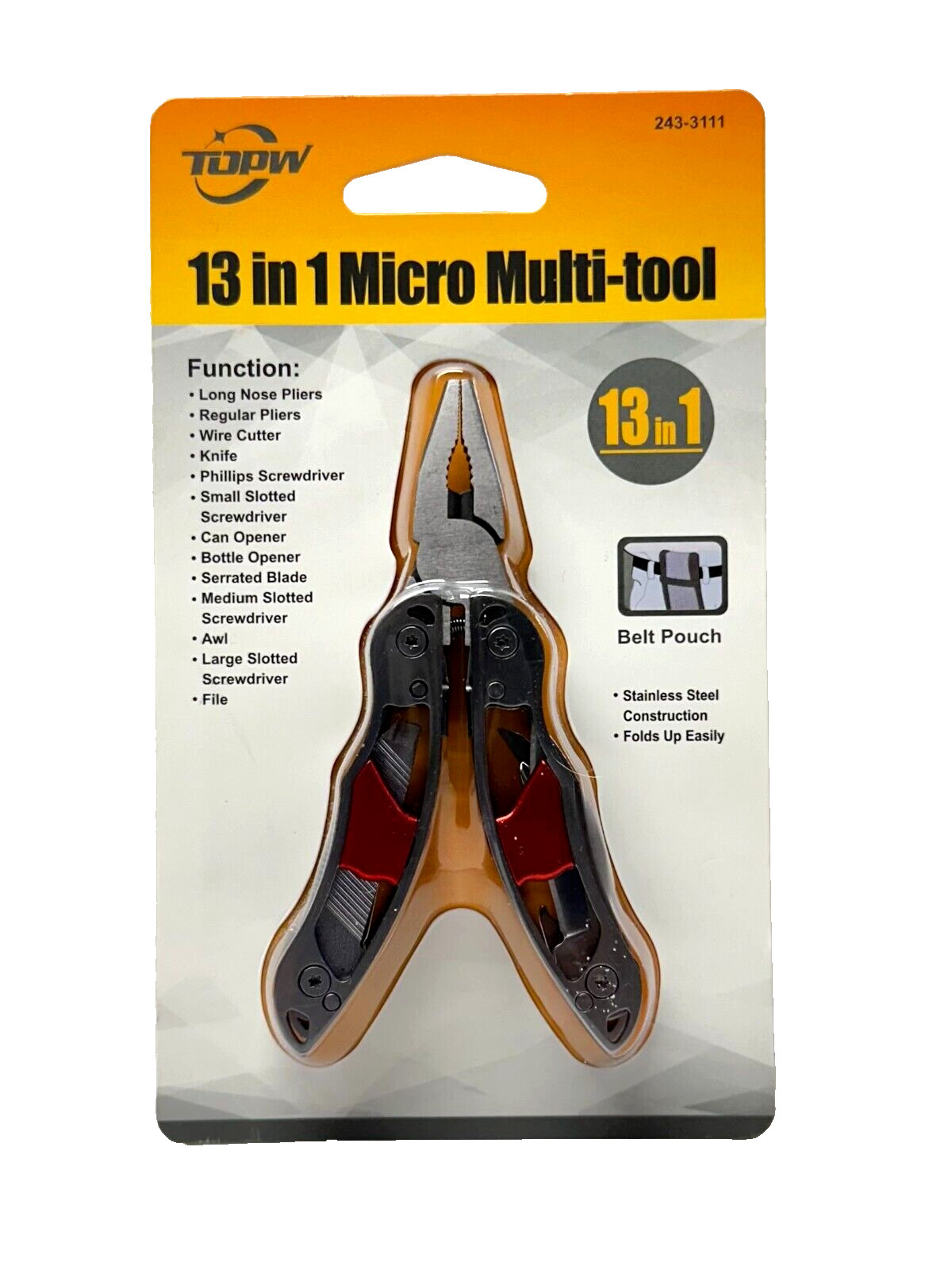 13 in 1 Micro Multi-tool Stainless Steel RED Free Shipping