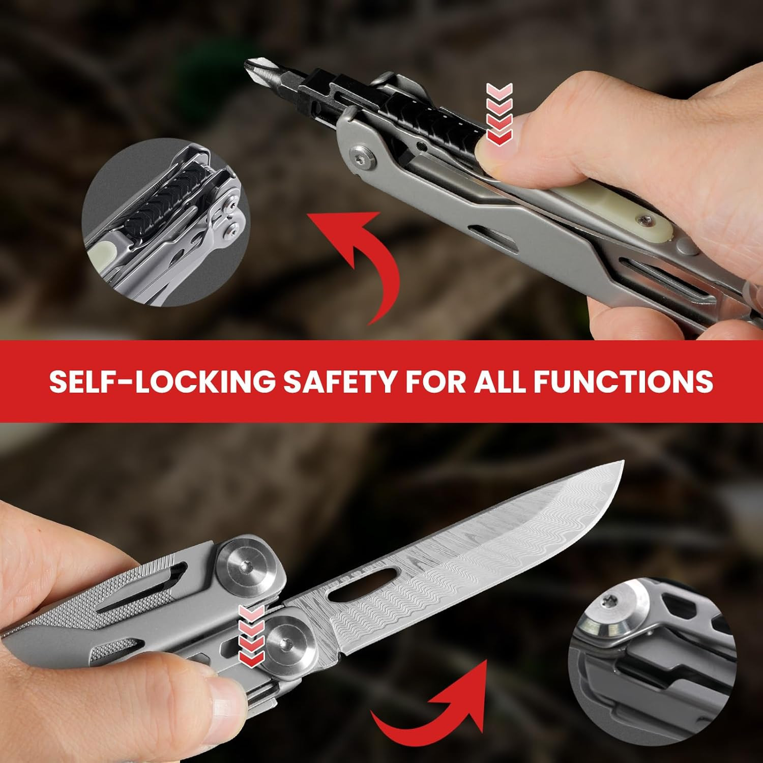 Multitool, 29-in-1 Stainless Steel Multi Tool Pliers with Screwdriver Sleeve, Da