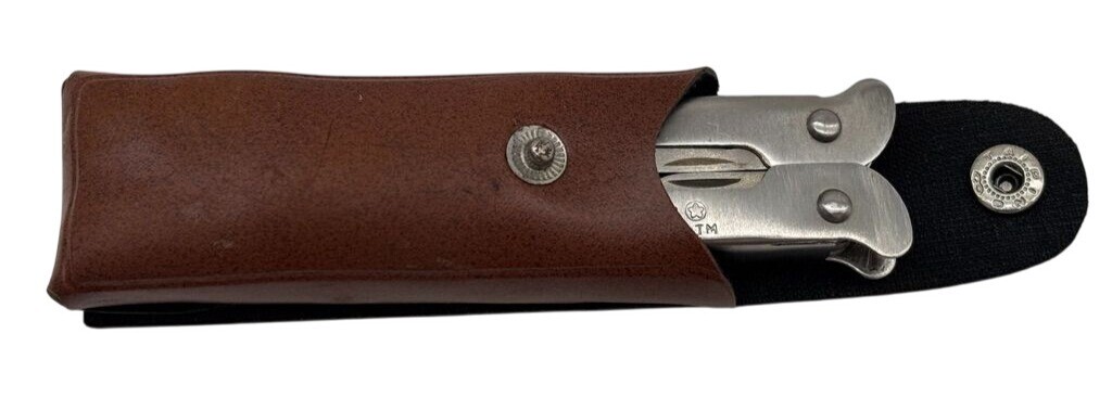 Vintage American Camper Stainless Steel Multi-Tool With Leather Sheath