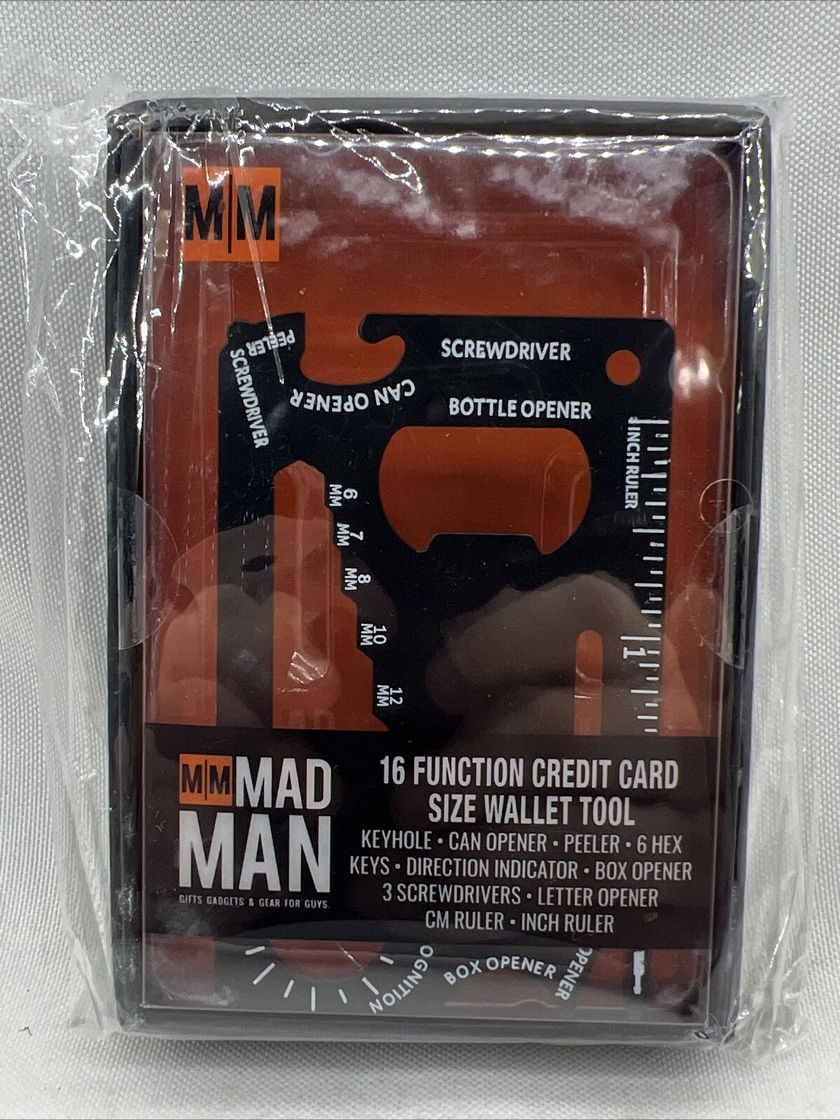 MAD MAN 16 Function Credit Card Size Wallet Tool – Black – New Sealed