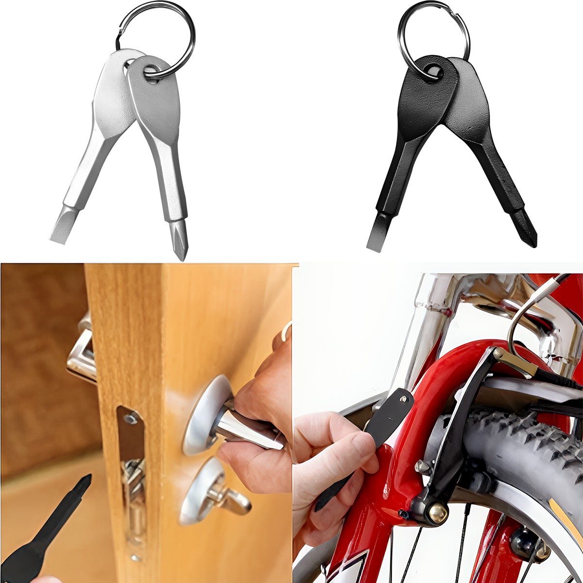 4Pcs Key Ring Screwdriver EDC Tools Set Outdoor Pocket Mini Tool with Keychains