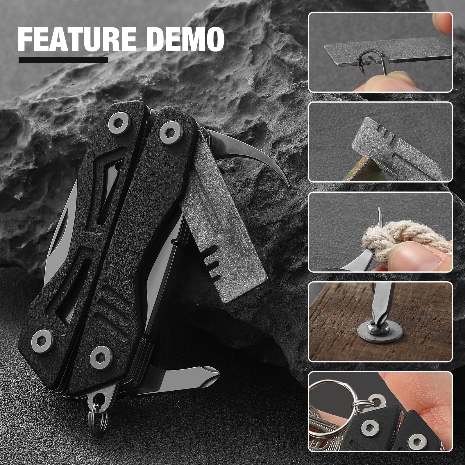 VIRENKNIFE Mini EDC Multitool,13-in-1 Stainless Steel Multi Tool Pliers with …
