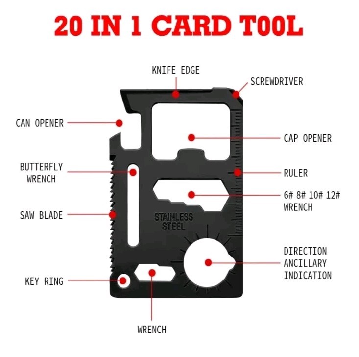 18-in-1 Snowflake Multi-Tool & Credit Card Tool Set – Stainless Steel Mens Gift