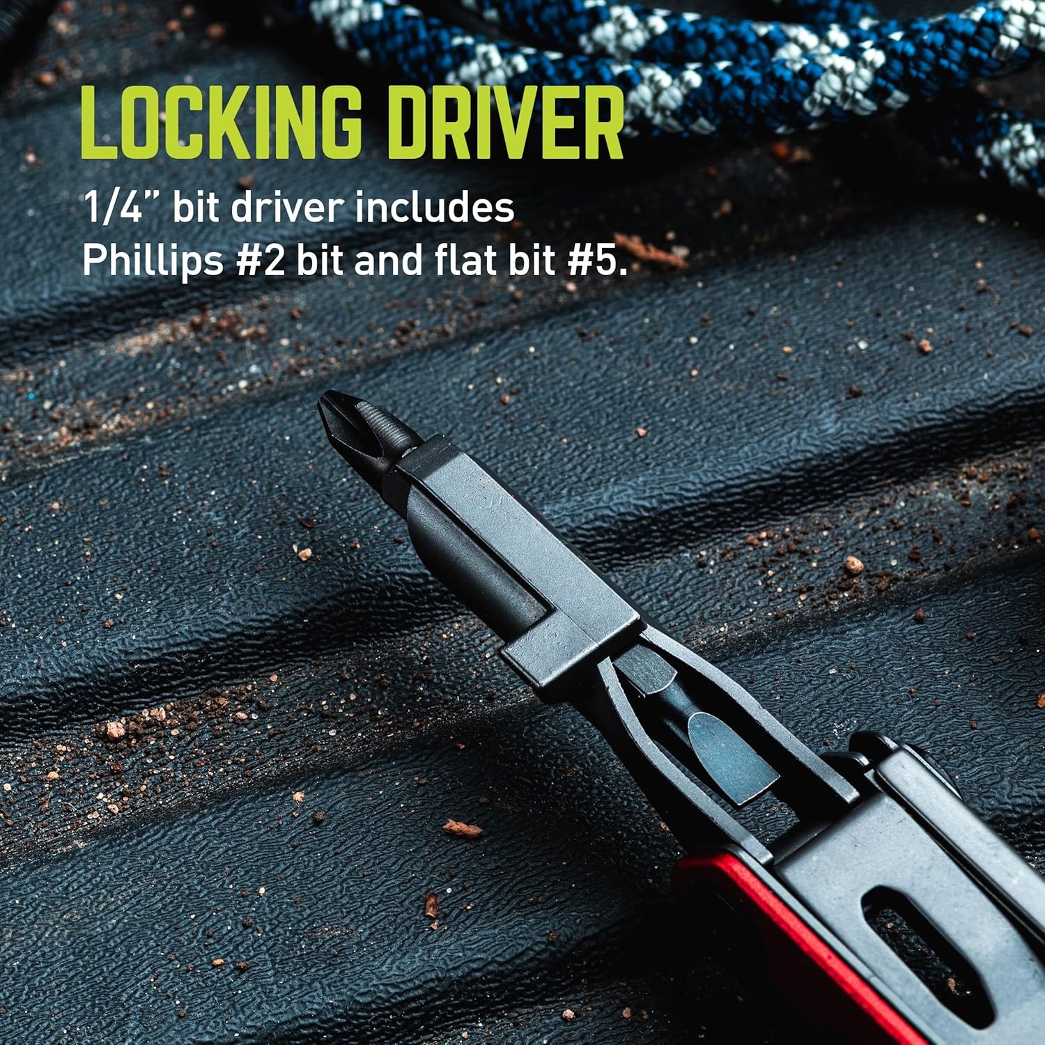 Titanium Block Multitool 5-in-1 Compact Multitool W/ a Locking Driver Folding