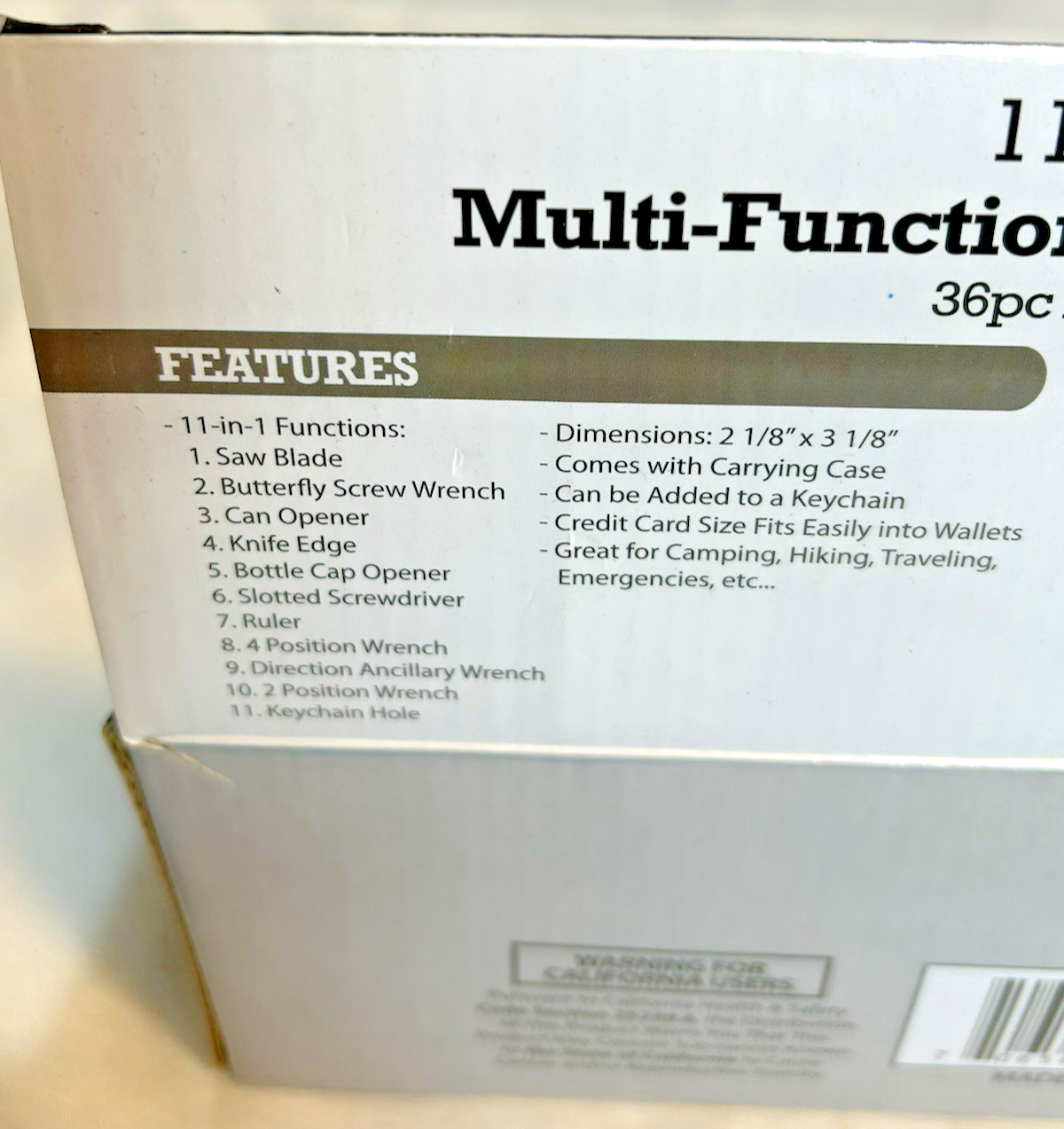 11 In 1 Multi Functional Survival Tool Lot Of 33 in Retail Box Credit Card Size