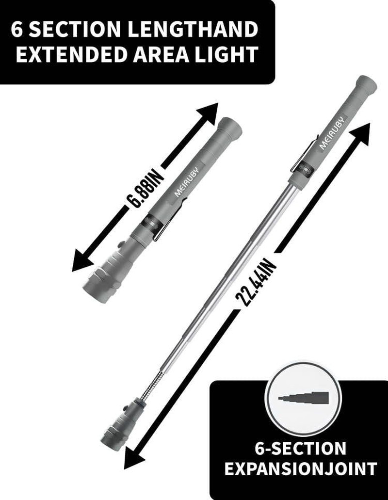 Telescoping Magnet Flashlight Pickup Tool with LED Flashlight 22 Inch Extendable