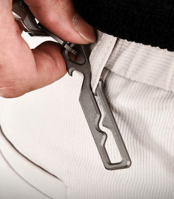Titanium Belt Loop Keychain Clip Key Holder Belt Clip Carabiner w/ Bottle Opener