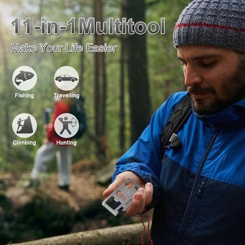 10 Pack 11-in-1 Credit Card Multitool Survival Pocket Tool for Men Silver Set