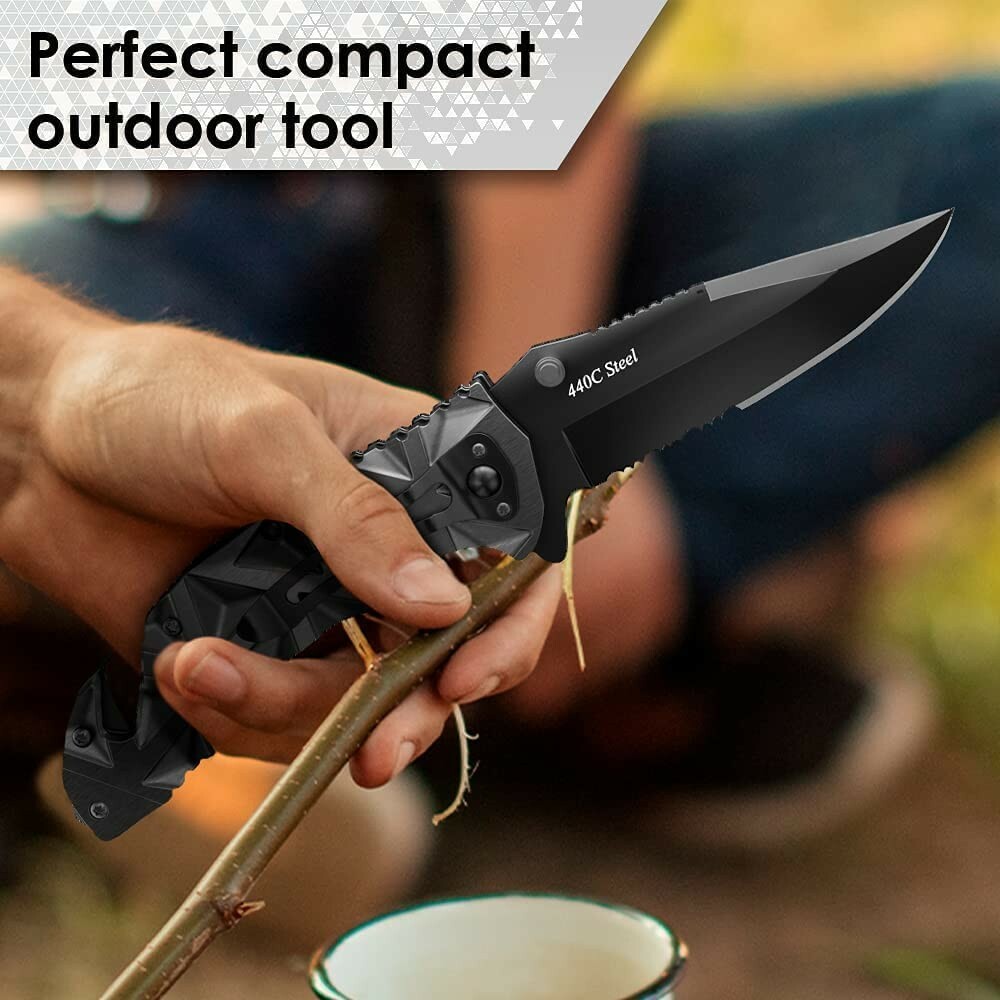 Spring Assisted Knife 2022 Design Black Pocket Folding Knife Tactical Knife NEW