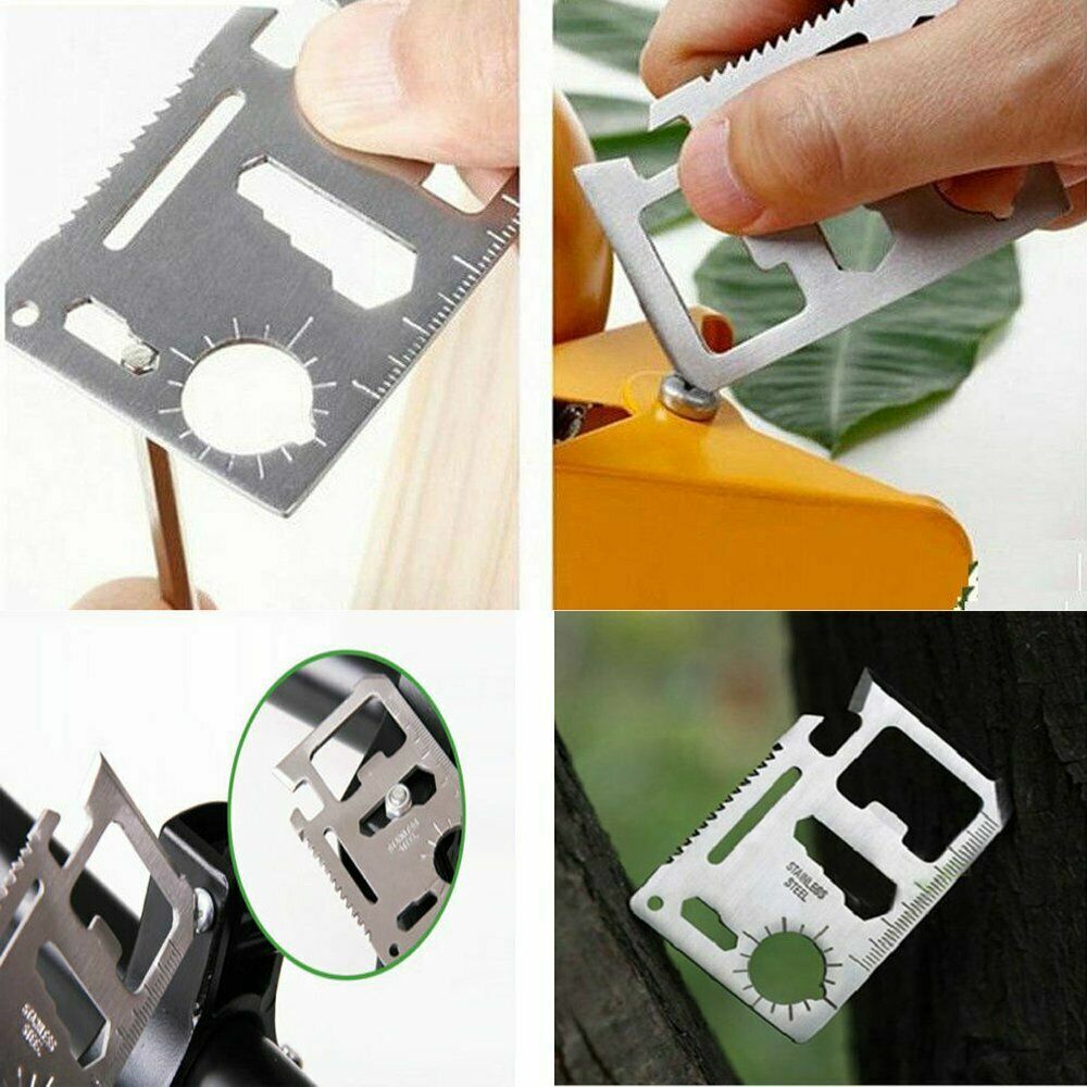 6 Pcs Stainless Steel Credit Card Tool 11 in 1 Multi Pocket Survival Camping Too