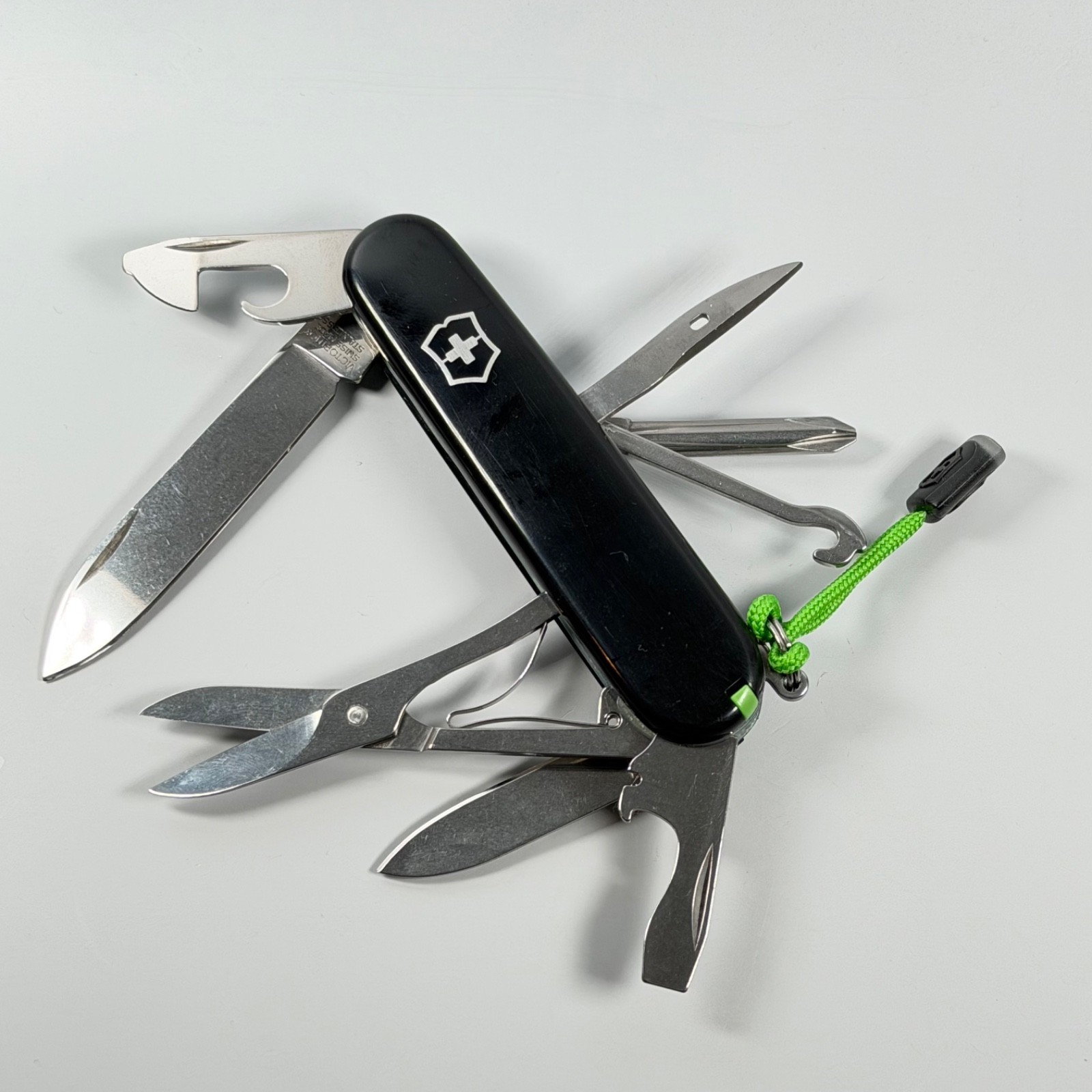 Victorinox Black Super Tinker Custom Sea Glass G10 Liners Green Tools SAK