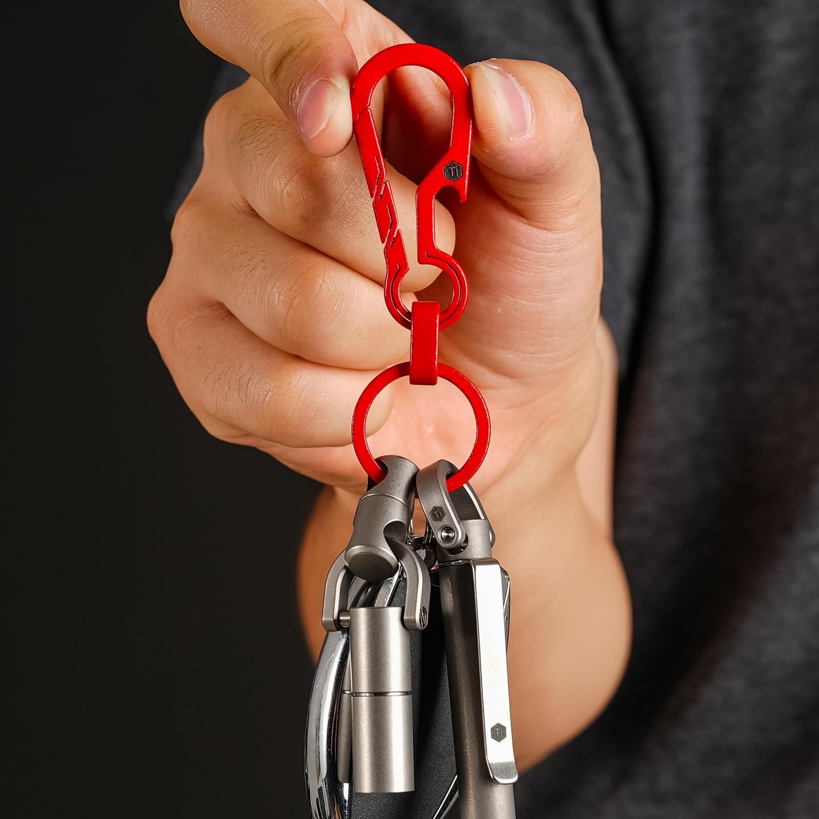 KeyUnity KM01 Titanium EDC Keychain Clip with Bottle Opener, Quick Release Ca…