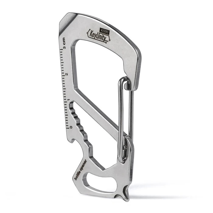 KeyUnity KS00 Silver Carabiner Clip Multitool Stainless Steel 7 Tools in 1 New
