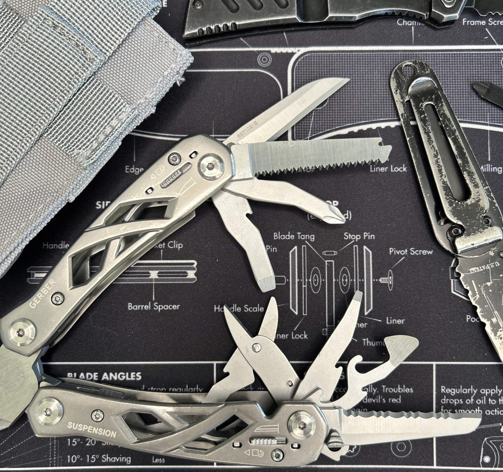 Gerber 1 Suspension W/Sheath / 1 Ridge/ 1 Swagger/ 1 Dime Compact Lot Of 4 GUC