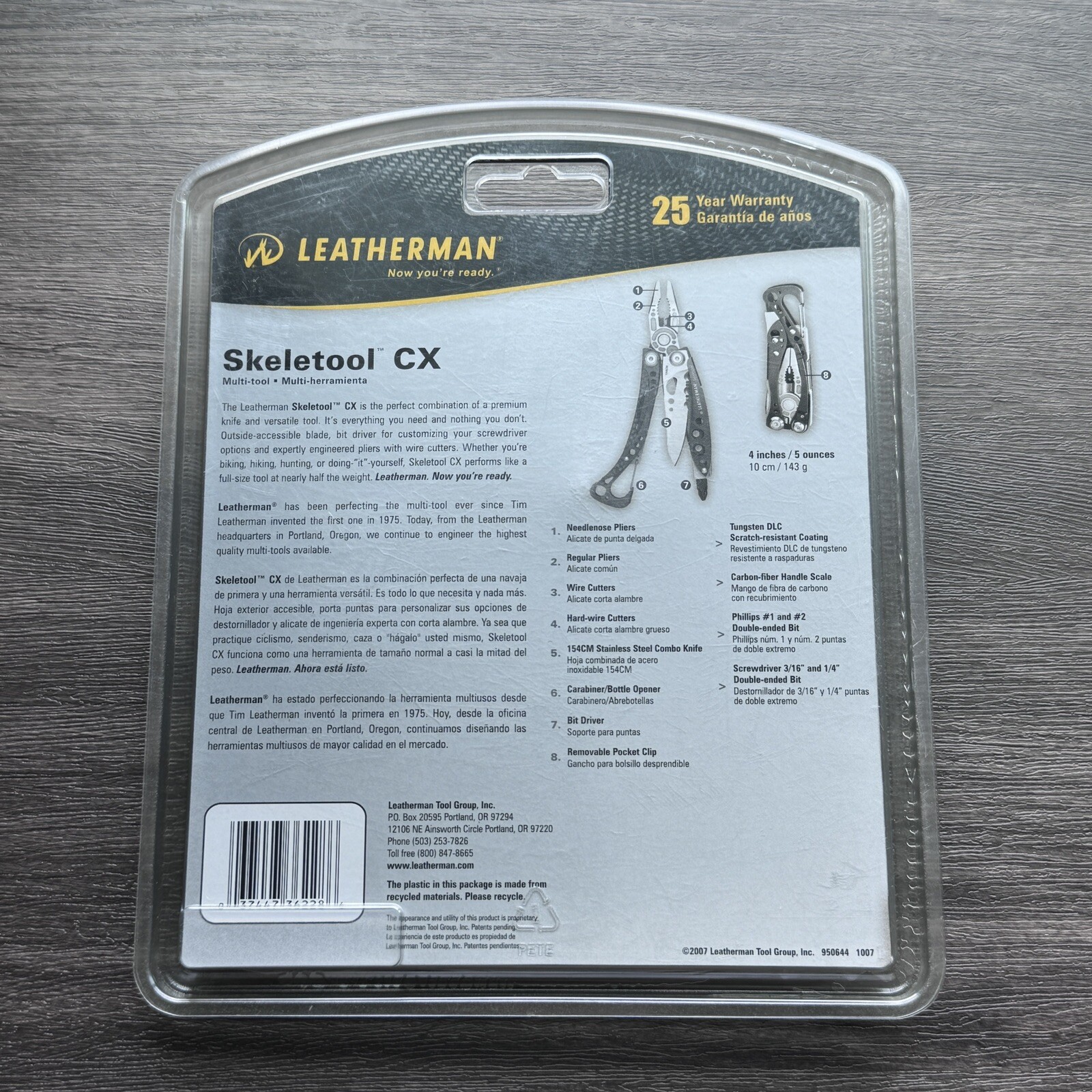 Leatherman Skeletool CX Carbon Fiber Handle Insert, Half-Serrated Blade, DLC