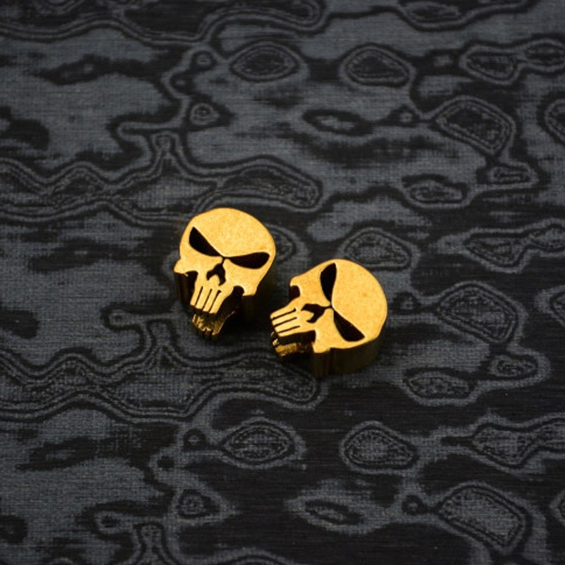 Gold Skull Knife Lanyard Bead EDC Zipper Pull Pendant Charm Metal