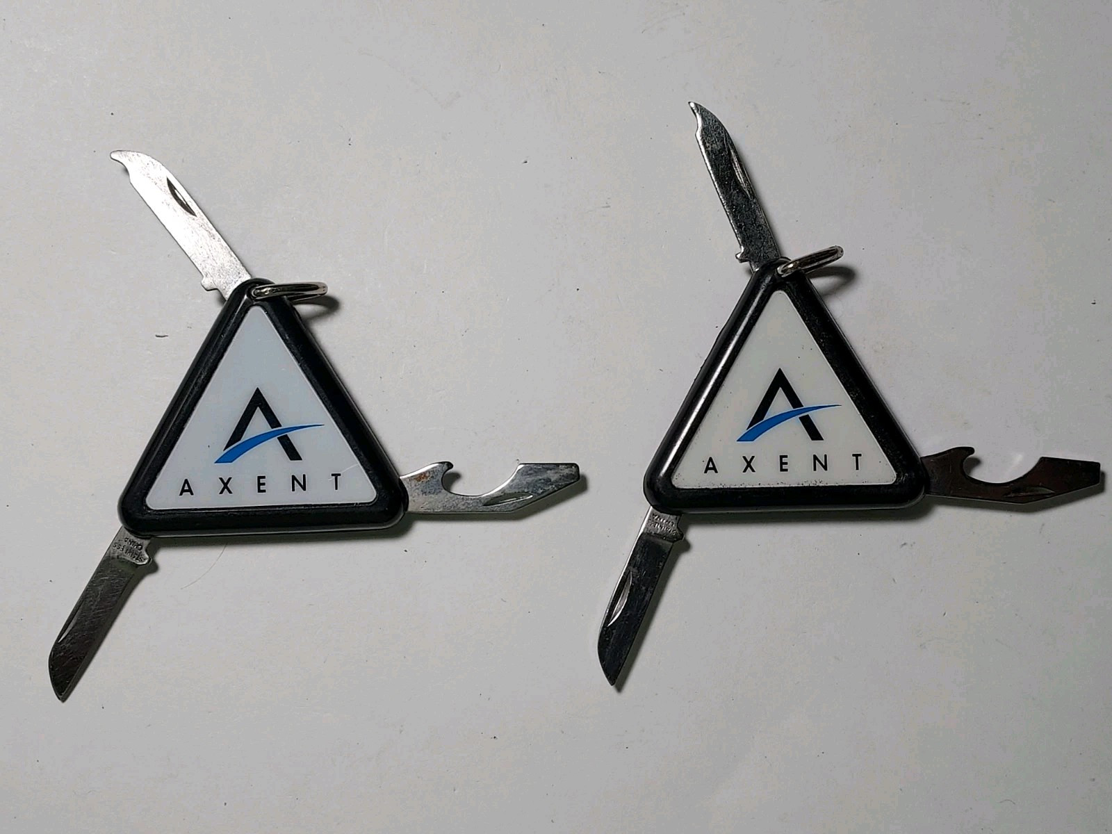 Lot of 2 Triangle Mini Key Chain Multi Tools advertising Axent