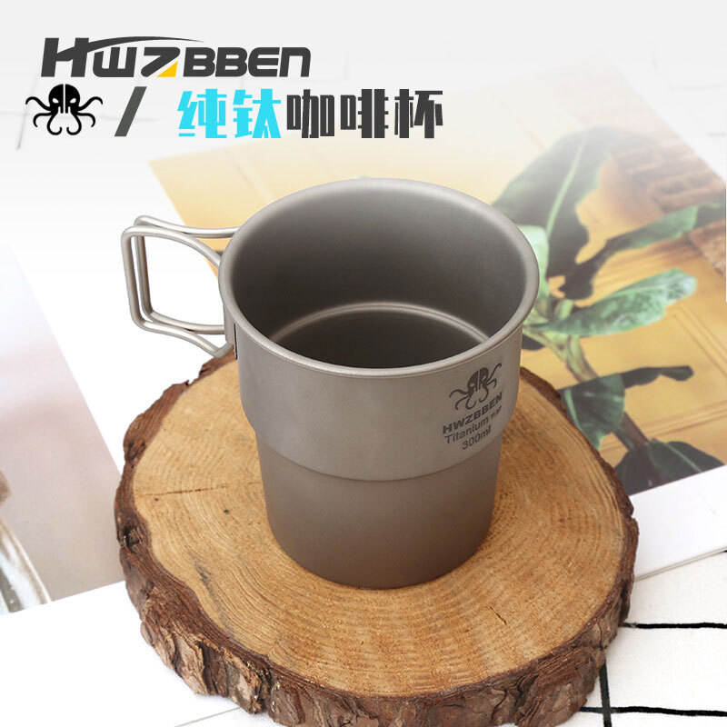 New EDC Outdoor Camping Pure Titanium Coffee Water Cup Portable Folding Mug Cup