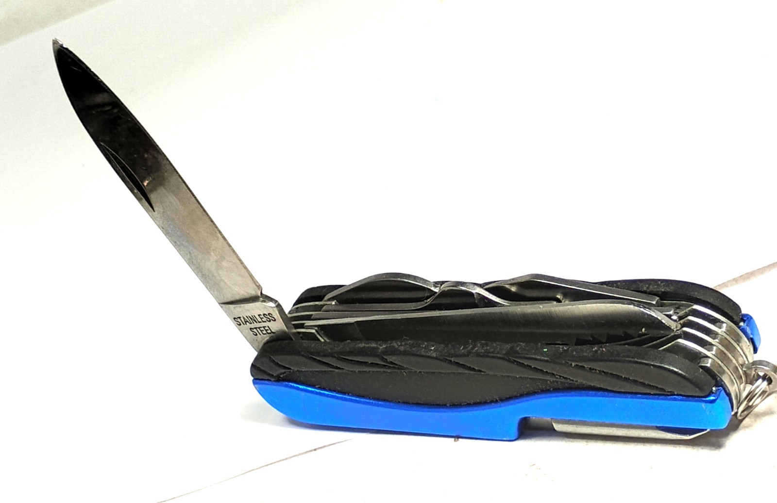 Blue Stainless Steel Multi-Tool Knife, Scissors, Corkscrew, Opener, Screwdriver