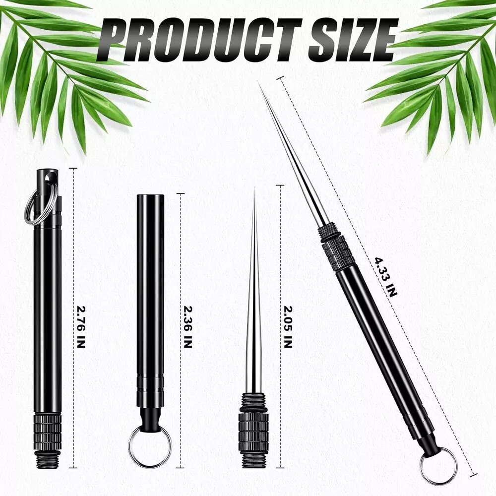 Metal Titanium Toothpicks,8Pc Gray Reusable Keychain Telescopic Travel Camping