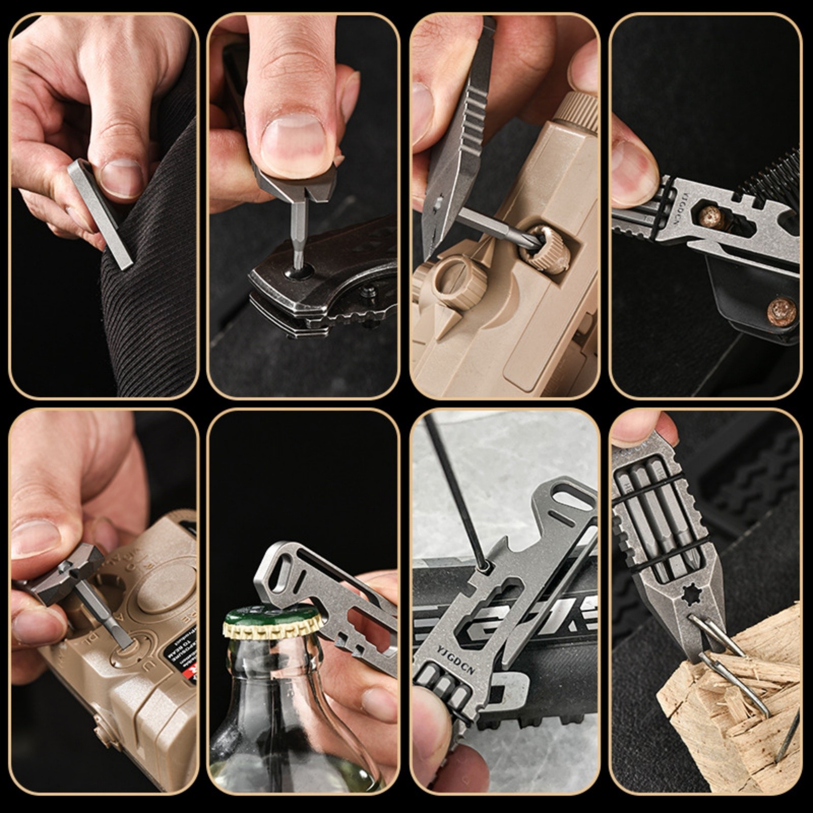 Titanium Alloy EDC Multi-Tool Pry Bar Wrench Spanner with 3 Screwdriver Heads