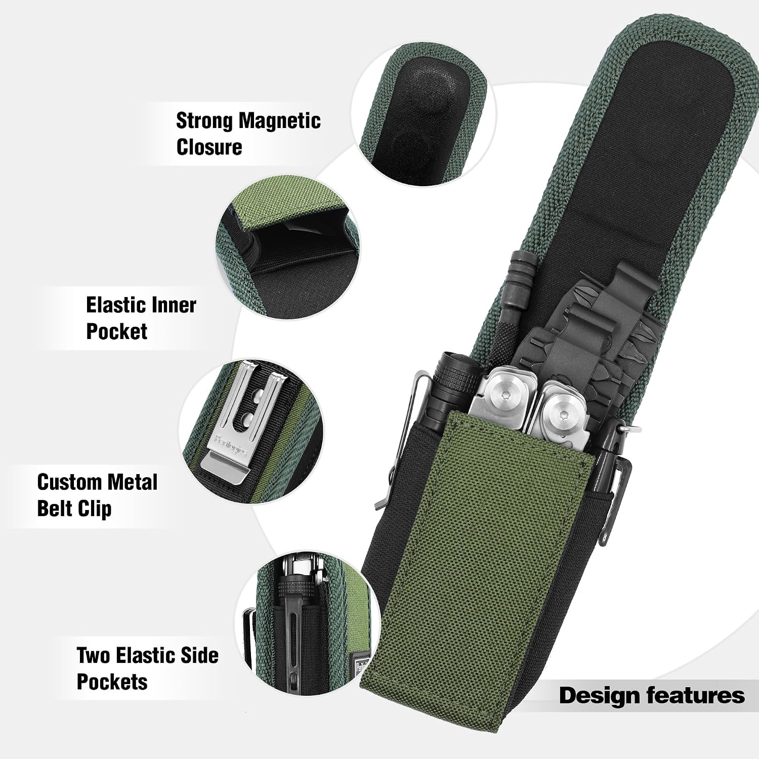 Magnetic Tool Sheath for Leatherman – Nylon Belt Pouch Fits Wave Plus, Wingman,