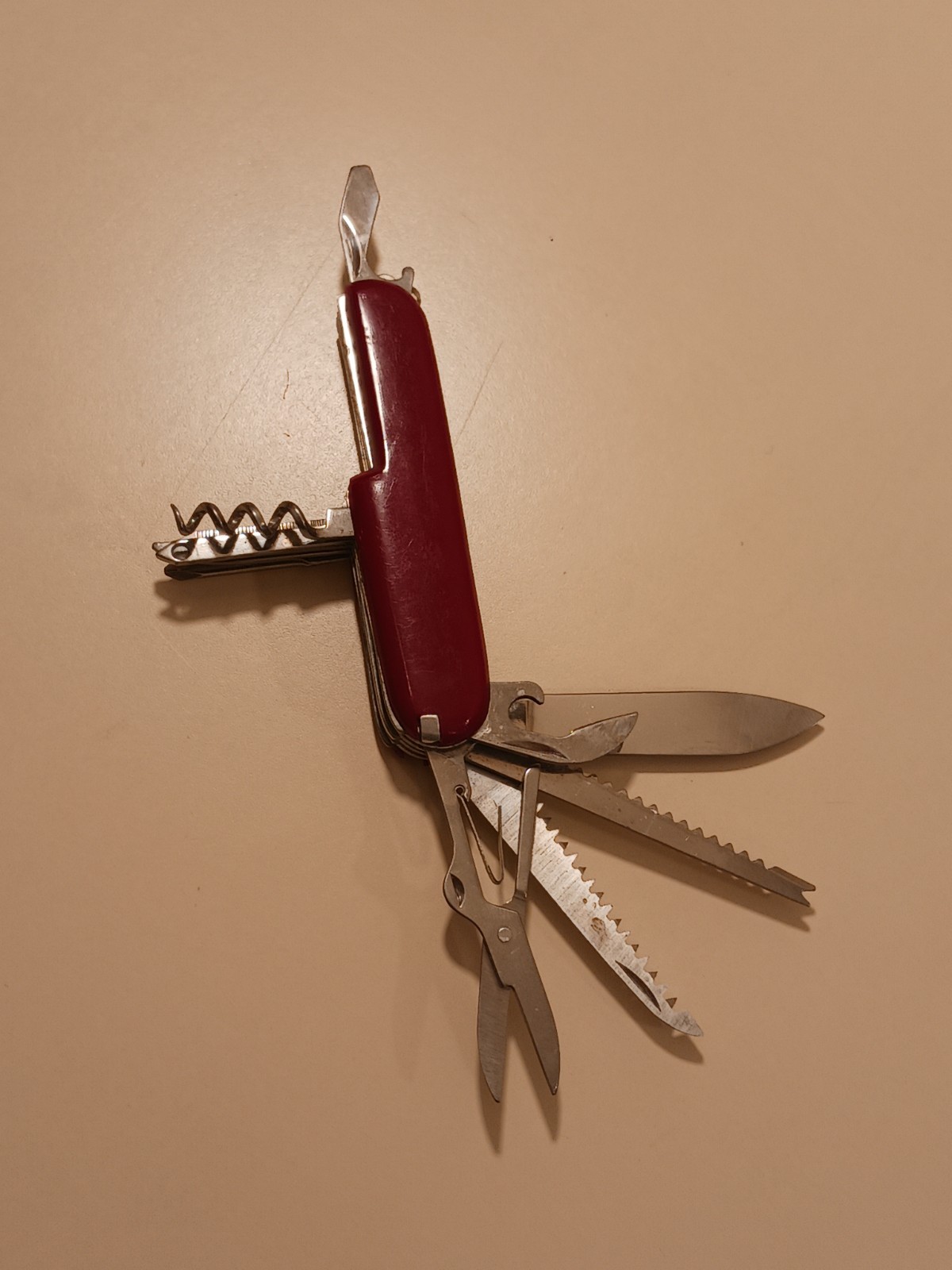 RK Logo Pocket Knife Multi-tool Stainless Steel Red Handle Camping Utility EDC