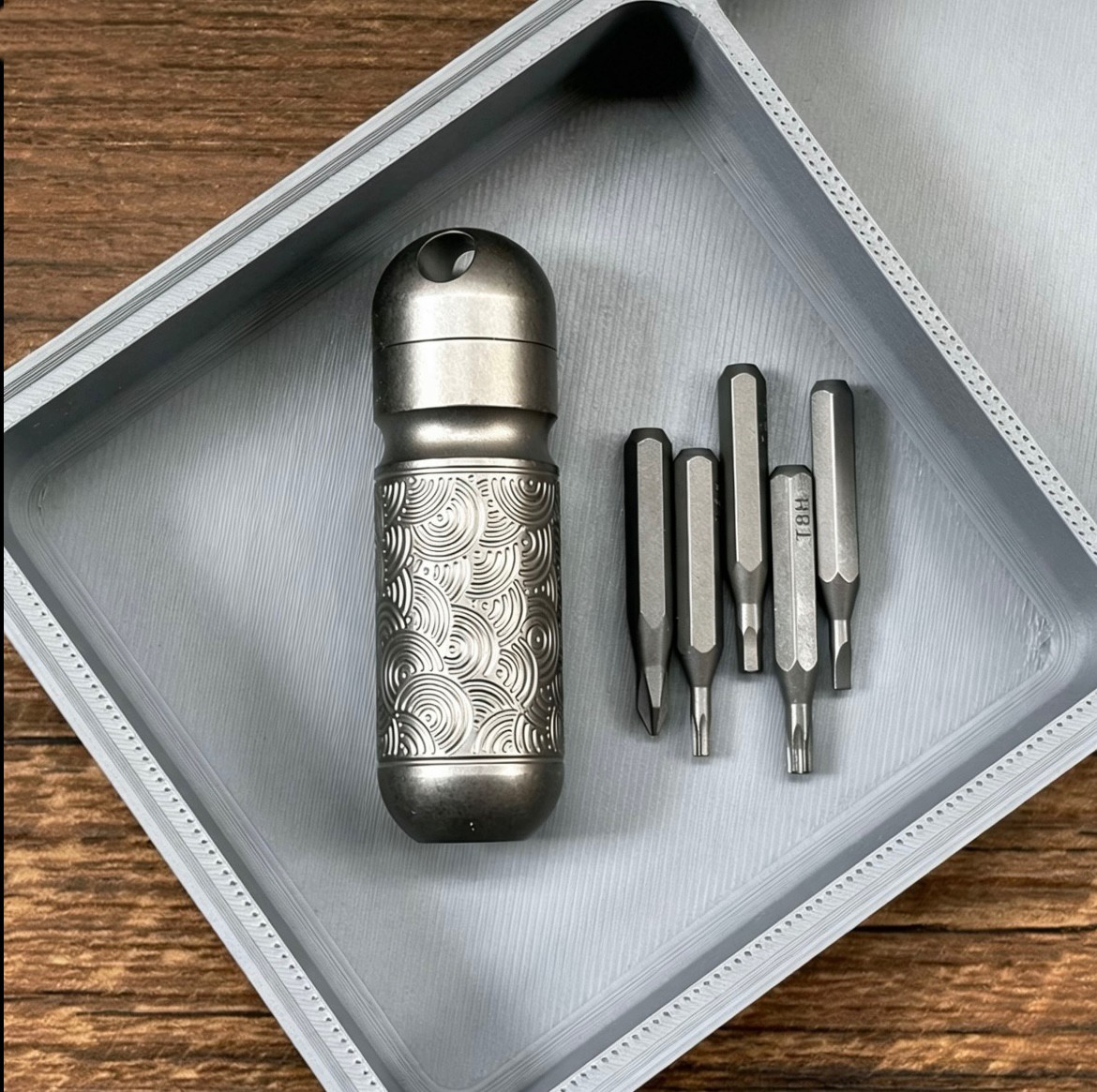 Titanium Pocket Mini Waterproof Holder with Bits Portable Outdoor EDC Multi Tool