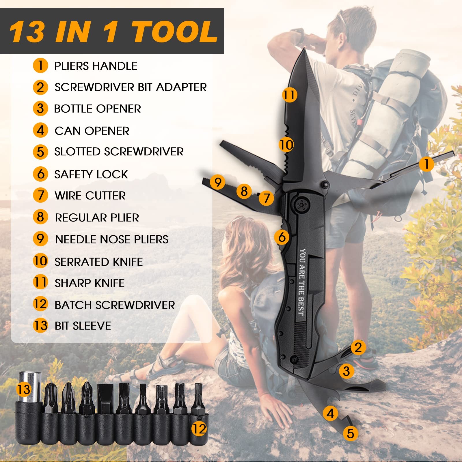 Gifts for Men – 6-in-1 Gift Set with Stainless Steel Tumbler,Multi-Tool Knife…
