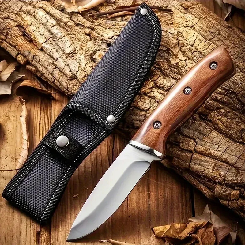 Outdoor Utility Knife Camping, Leather Sheaft
