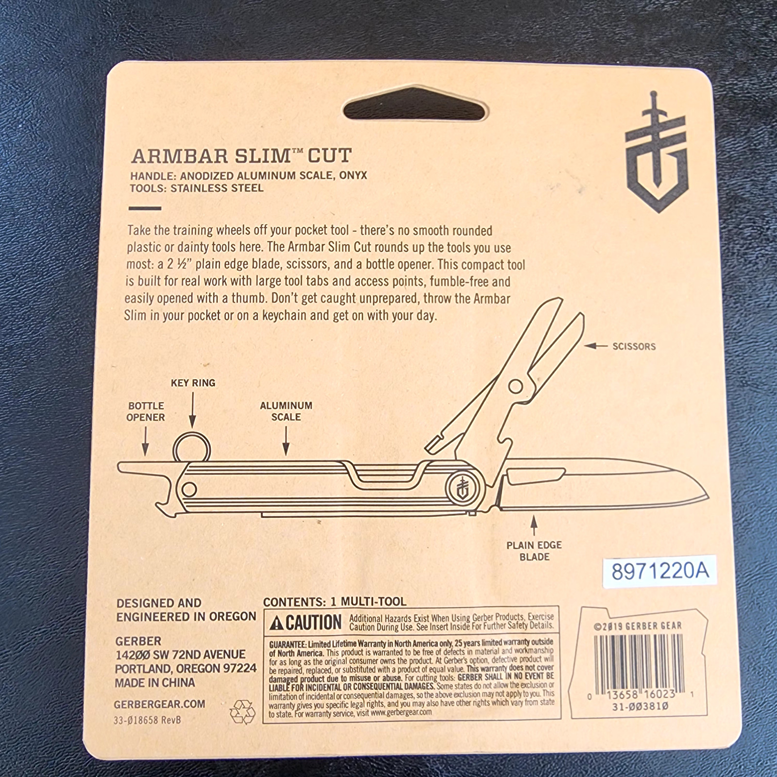 Gerber Armbar Slim Cut Multi-Tool Onyx Minimalist Pocket Knife Scissors