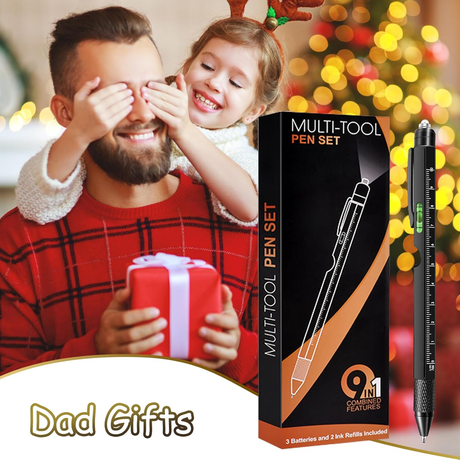 Stocking Stuffers for Men Dad Husband Him Adult, Gifts for Men, 9 in 1 Multitool