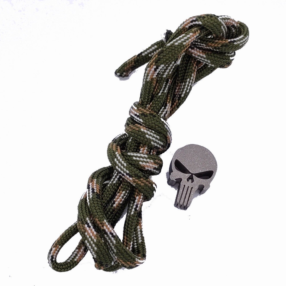 Titanium Alloy Folding Knife Handle Lanyard Bead EDC Tool Umbrella Rope Pendant