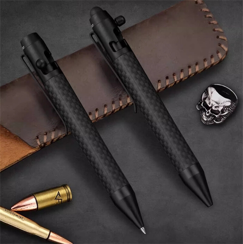 EDC Bolt Pen Pocket Tool Carbon Fiber Pen +13 Refills Outdoor Multi Tools